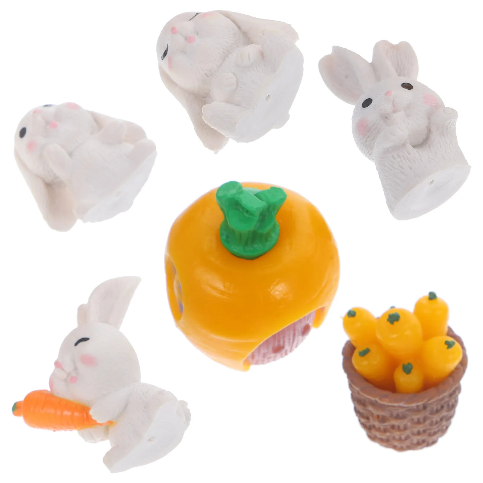 

1 set 1 Set Of Carrot Rabbit Statue Mini Garden Decor Outdoor Yard Lawn For Patio Backyard Bonsai Landscaping Ornament
