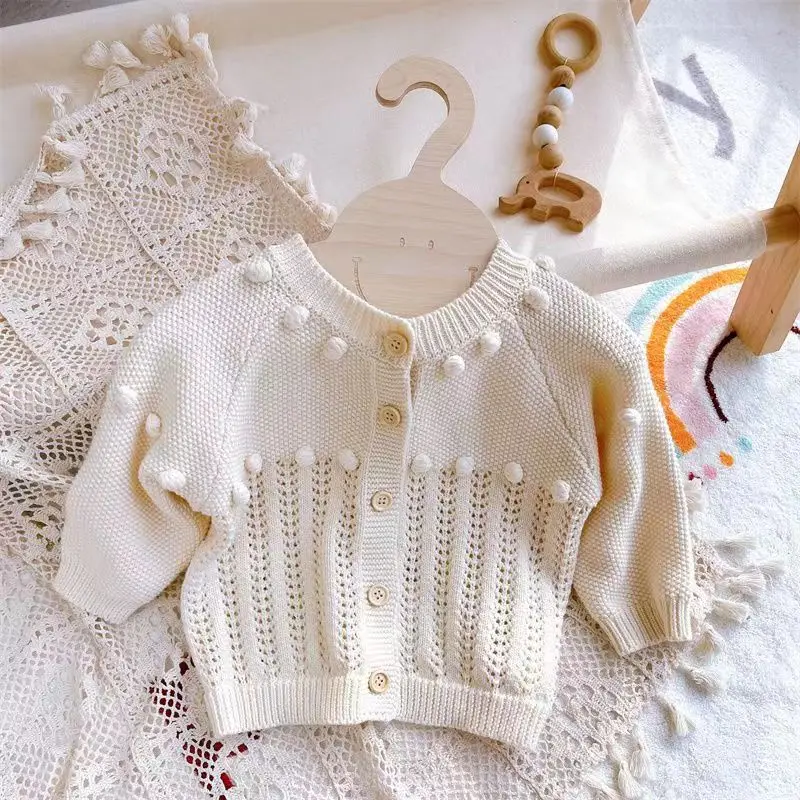 Girls Cardigan Spring and Autumn Girls Baby Sweater 2023 New Baby Wool Foreign Style Korean Version Top Girls Cardigan Sweater