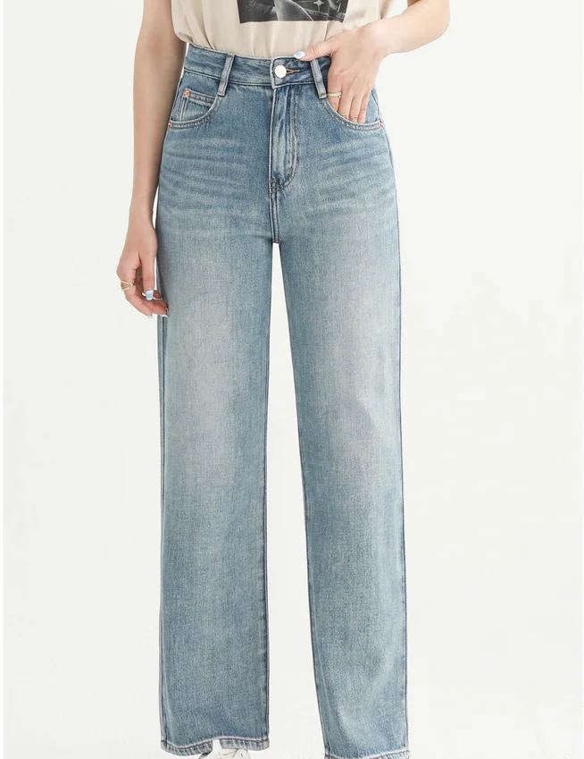 Early Autumn New Straight Women's Jeans Show Thin and Loose Waist