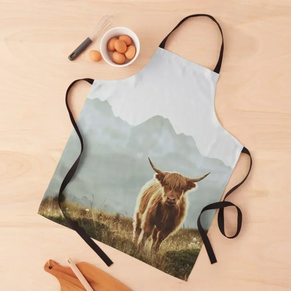 

Highland Cow - Vintage Style Apron Chef Uniform Women Waterproof Kitchen Woman kitchen gadgets man chef uniform Apron