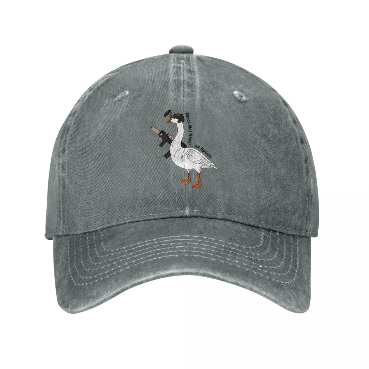 Peace Was Never An Option Armed Bird Unisex Baseball Caps Cartoon Ducks Distressed Washed Hat All Seasons Travel Snapback Cap