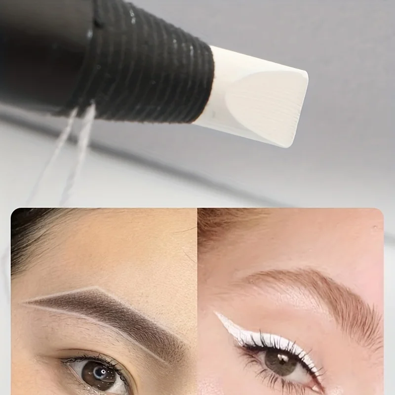 Eyebrow Pencil with Tattoo Positioning Frame Eyebrow Brush Head Waterproof White Line makeup tools for Artists and Everyday Use