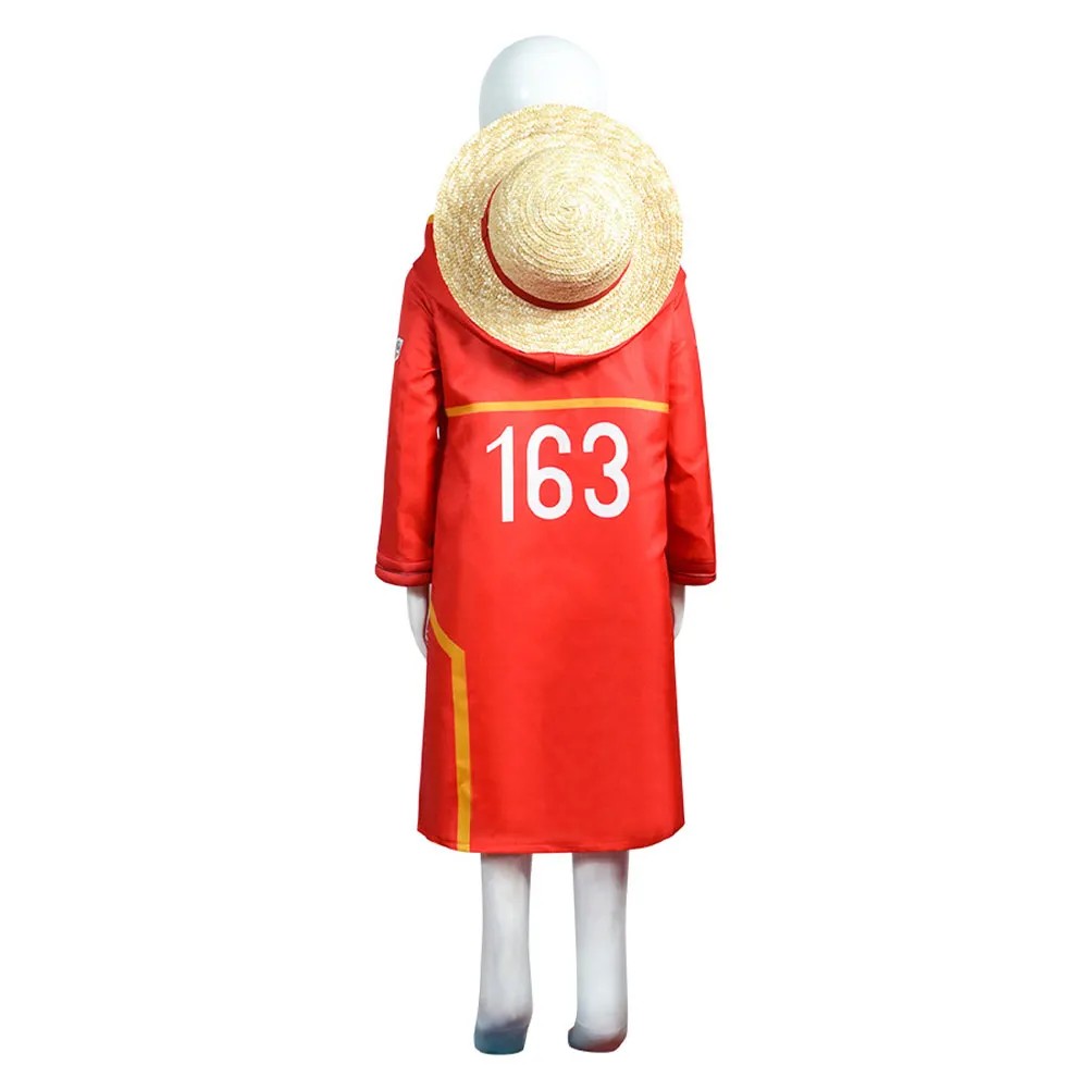 Tête d'œuf Luffy Cosplay pour enfants, tenues pour garçons, chapeau de jeu, gants, costume Anime One Piece, vêtements de fête Kiev illage de paupières pour enfants