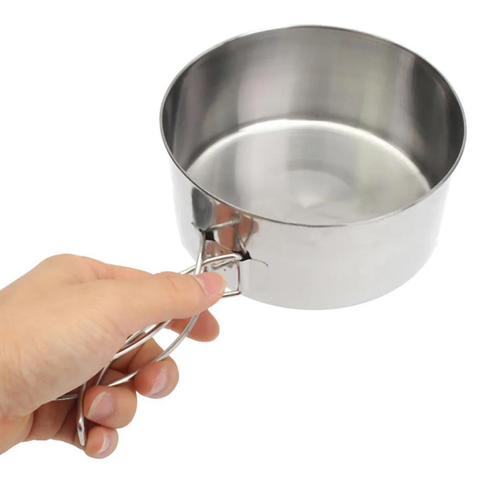 

8pcs Stainless Steel Portable Pan Cooker Foldable Handle Lightweight Cooking Tool Set For Camping Hiking Picnic Outdoor Travel