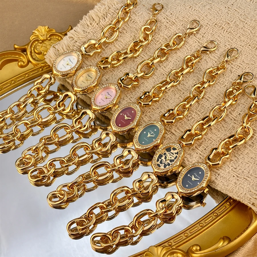 Unique Vintage Oval Dial Irregular Strap Fashion Watch for Women