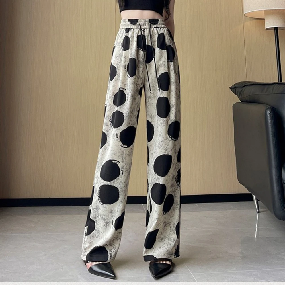 Autumn Fashion Pants Thin Drawstring Pants Casual Gatherings Polyester Fabric Spring Summer Autumn Wear Circle Pattern