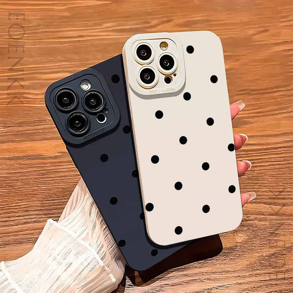 Simple Geometric Dots Protection Phone Case For iPhone 11 12 13 14 15 Pro Max X XR XSMax 12 Mini 7 8 14 15 Plus Silica gel Cover