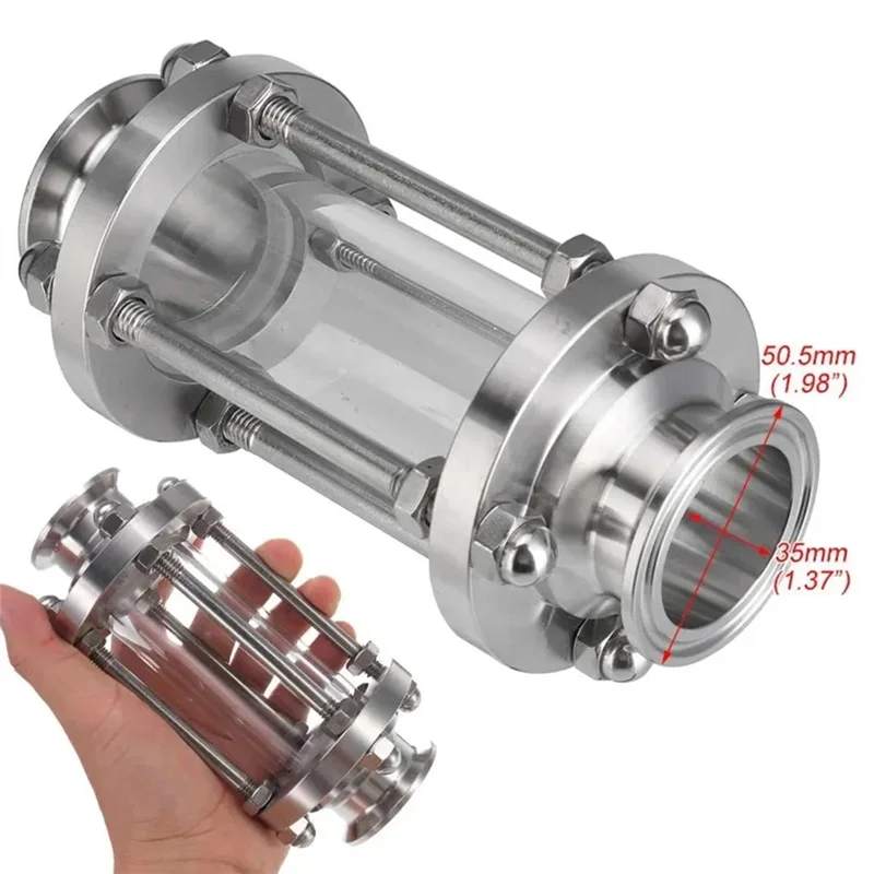ABUL-1.5インチ トライクランプ フローサイトグラス 視度フィット 38mm パイプ外径 304 ステンレス鋼 ストレートパイプ サイトグラス