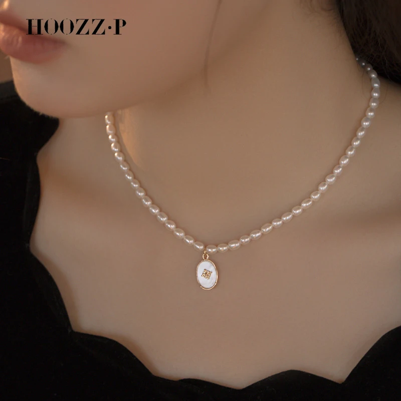 HOOZZ.P Fashion Pearl Necklace Natural Freshwater Cultured Fine Jewelry Gift For Women White Rice  Mini Baby Pearls Adjustable