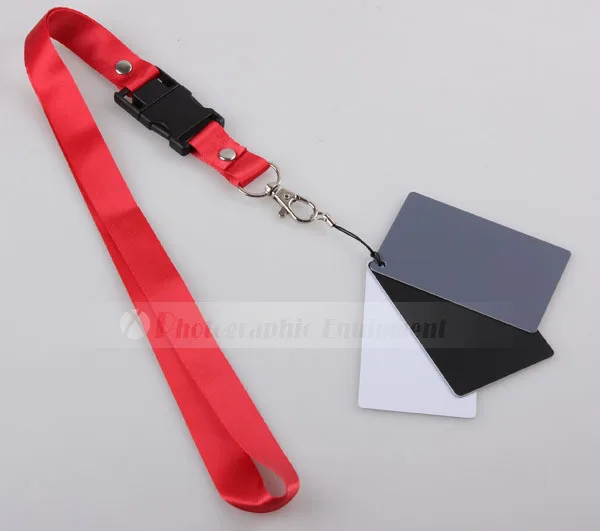 50pcs 3 in 1 Pocket-Size Digital Camera White Black Grey Balance Cards 18% Gray Card with Neck Strap for Digital Photography