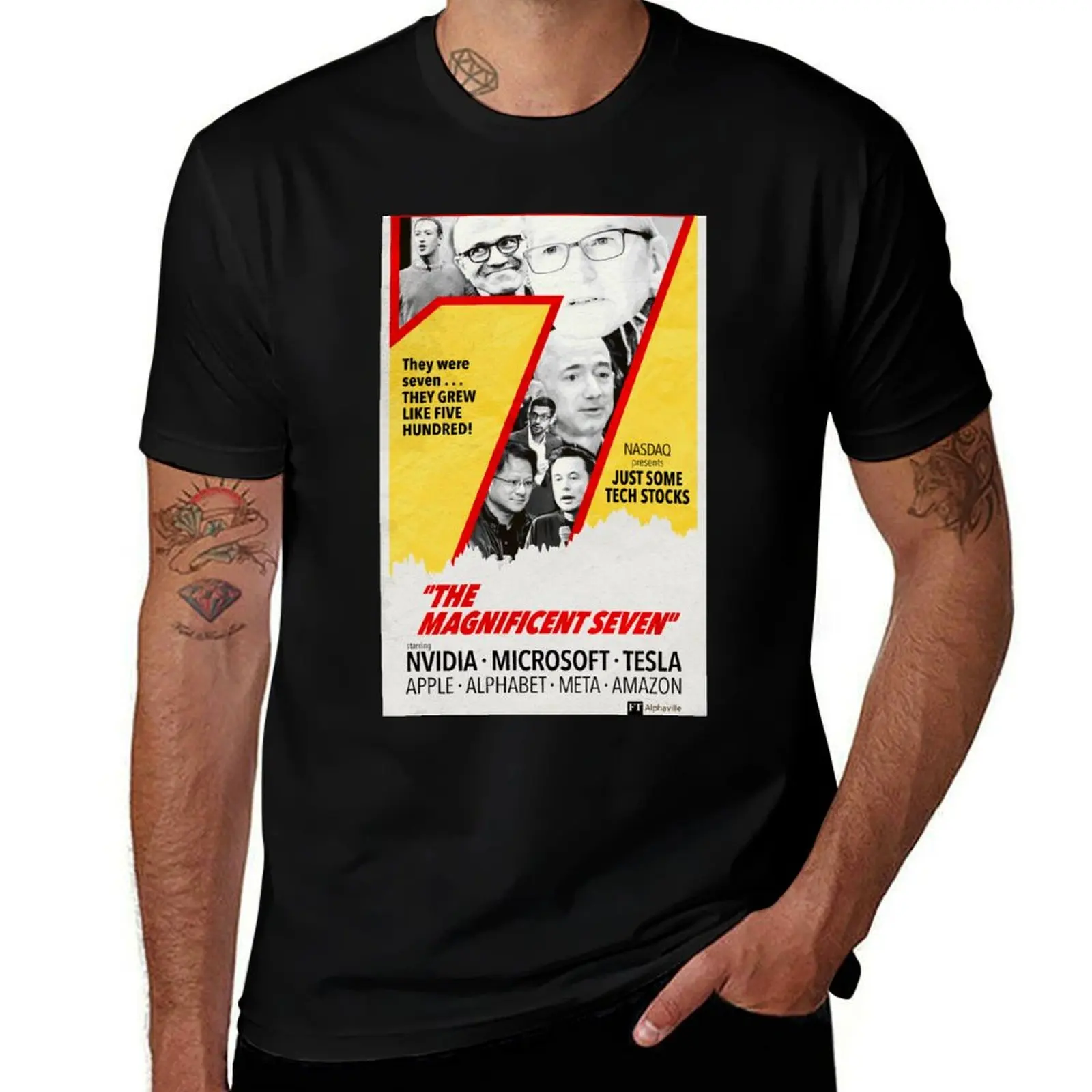 The Magnificent Seven (Stocks) T-Shirt Simple Graphic Design T-Shirt