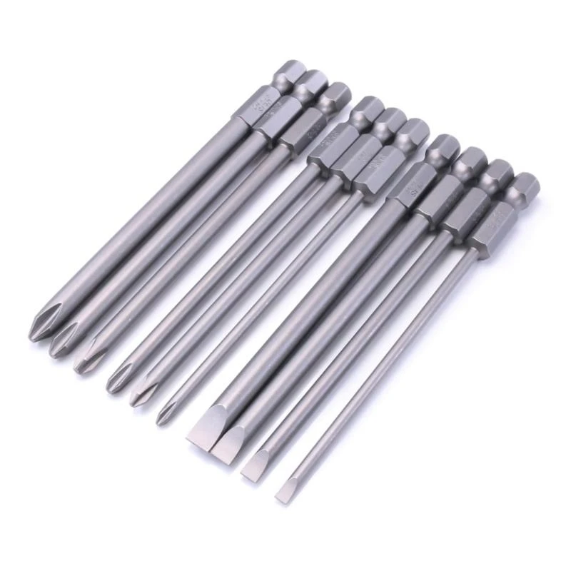 Y1AD Comprehensive Professional 10 Piece Long Screwdriver Bit Head Set 100mm For Efficient Repairs Electric Tool Accessories
