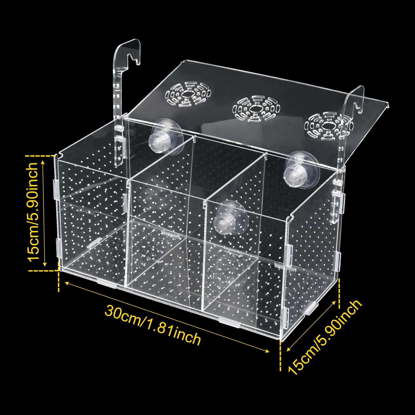 Transparent Fish Breeding Box Acrylic Fish Isolation Hatchery 3 Grids Aquarium  Fish Incubator Box with Suction Cups and Hooks - AliExpress 15