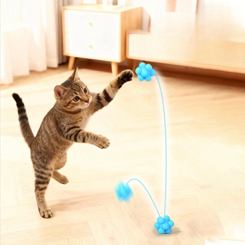 Cat Chew Toy Bouncy Ball High Elasticity Interactive Bite-resistant Kitten Toy Playing Training Teeth Cleaning Cat Toy Supplies