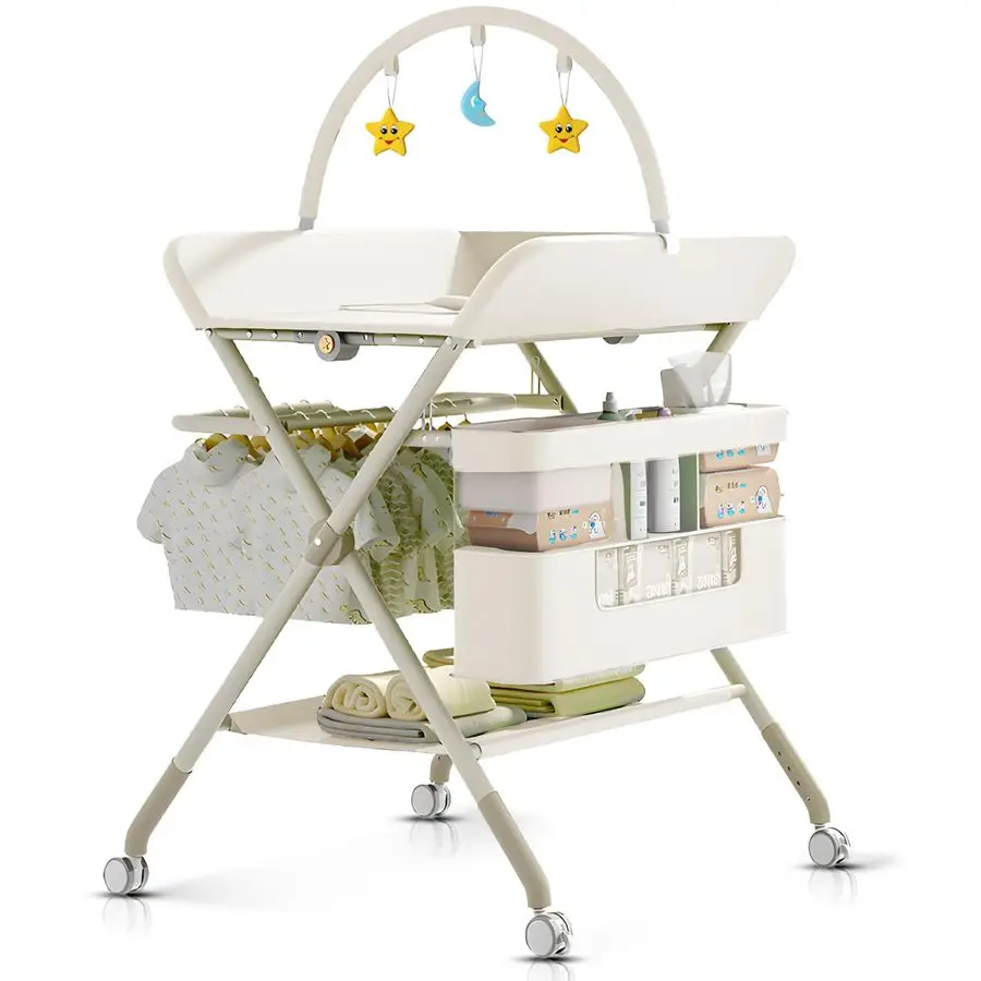 

Portable Changing Table for Baby,Upgraded Style Baby Portable Diaper Changing Station with Wheels,Nursery Five Level Adjustable