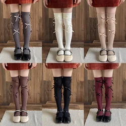 1 Pair Cute Fashoin Kids Legging Stocking Sock School Korean Fashion Bow Knee High Sock Children Spring Autumn Soft Cotton Sock