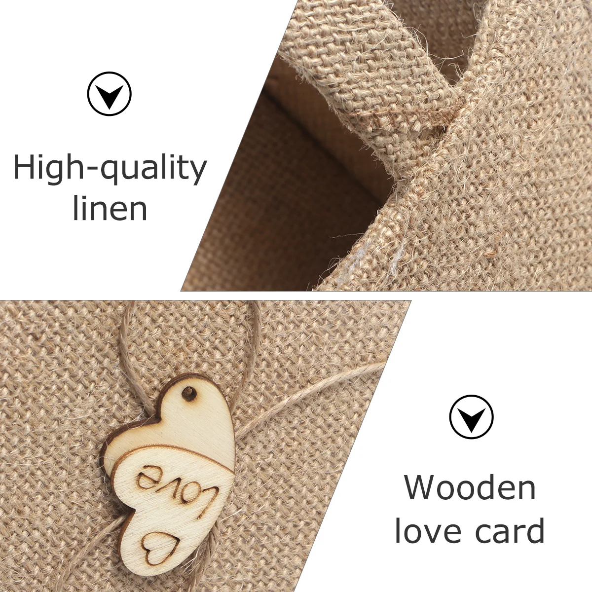 Wedding Flower Basket Burlap Natural Color Wooden Hearts Rope Bowknot Handcrafted Wedding Ceremony Candy Flower Basket