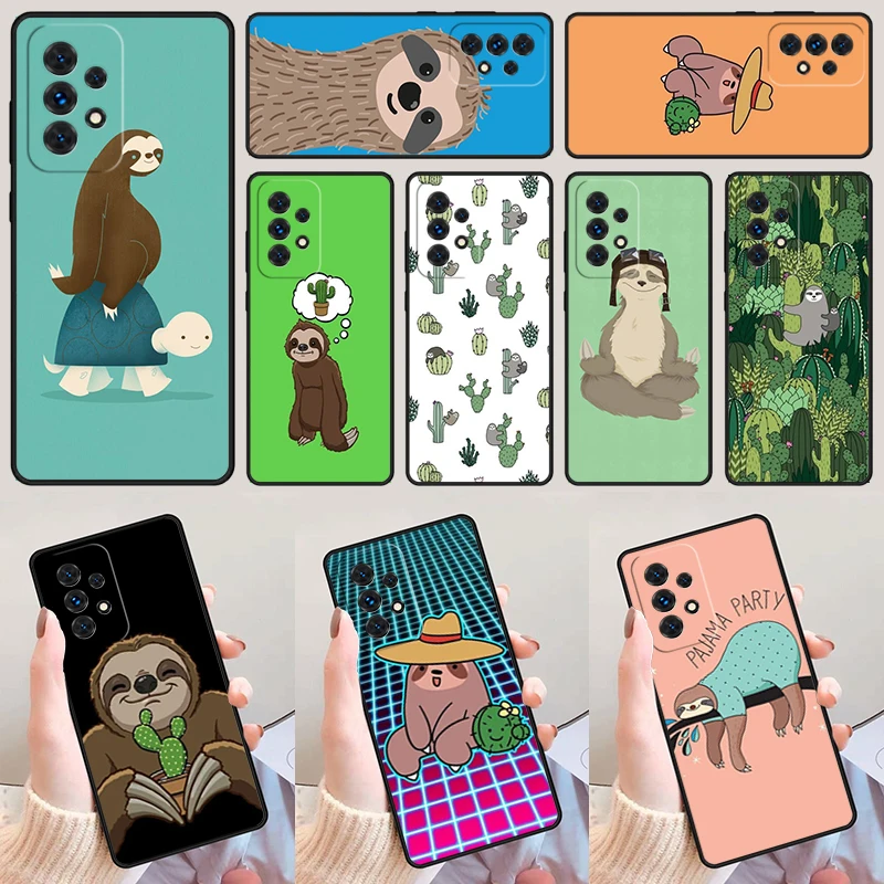 Cacti Sloths Coque For Samsung Galaxy A52 A72 A73 A20e A21S A50 A70 A11 A12 A42 A31 A40 A51 A71 A32 A80 A91 Phone Case Cover