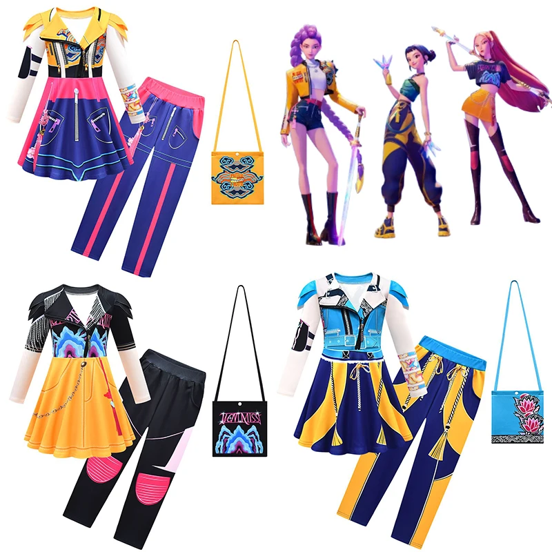 

Kids Rumi Zoey Mira KPop Demon Hunters Costume Roleplay Girl Stage Performance Prop Clothing Halloween Carnival Cosplay Suit