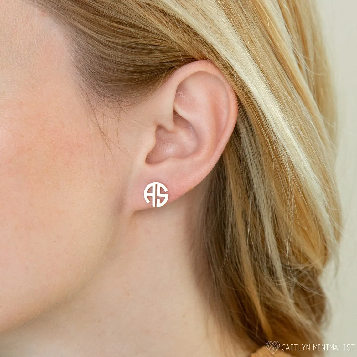 Custom letter Earrings Dainty Monogram Ear Stud Stainless steel Block Monogram Earrings   Bridesmaids Gifts