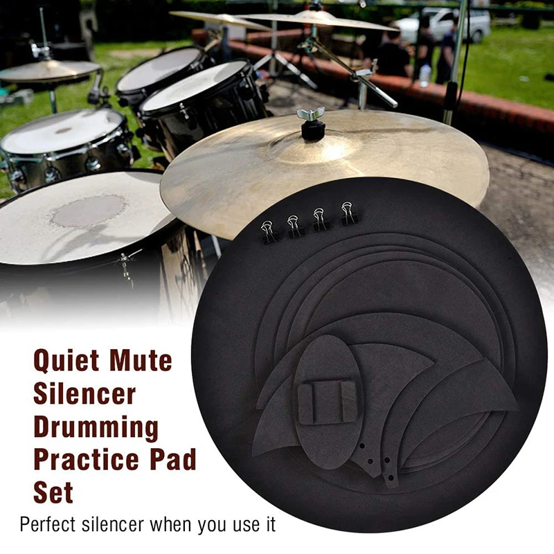 Mute Pads For 5 Drums, 3 Cymbals And Jazz Drums Mute Pads Shelf Drums Mute Pads For Military Drums