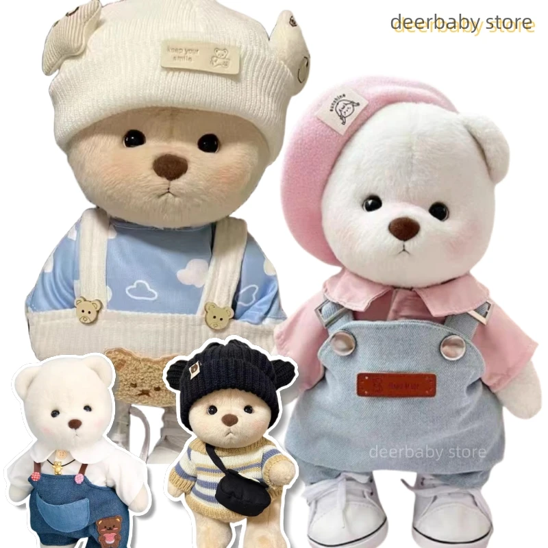 

High Quality Kawaii Handmade Bear Plush Toy Dress 30cm Brown White Bear Joint Removable Bear Plush Toy For Girls Holiday Gifts