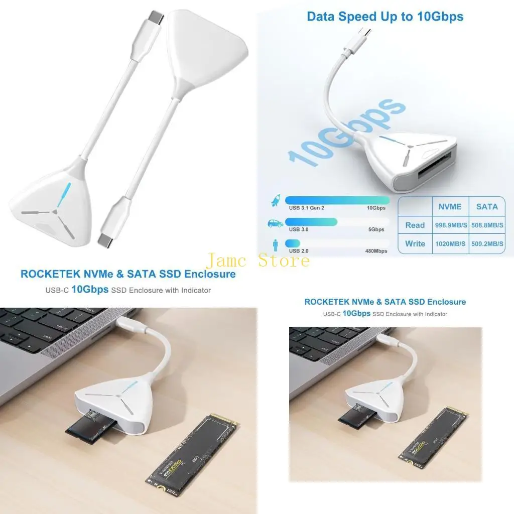 LX0B External Case for M.2 NVMe Solid Disk Box with USB3.2 10Gbps Data Transfer Double Protocols Supports 2230 2242 2260 2280