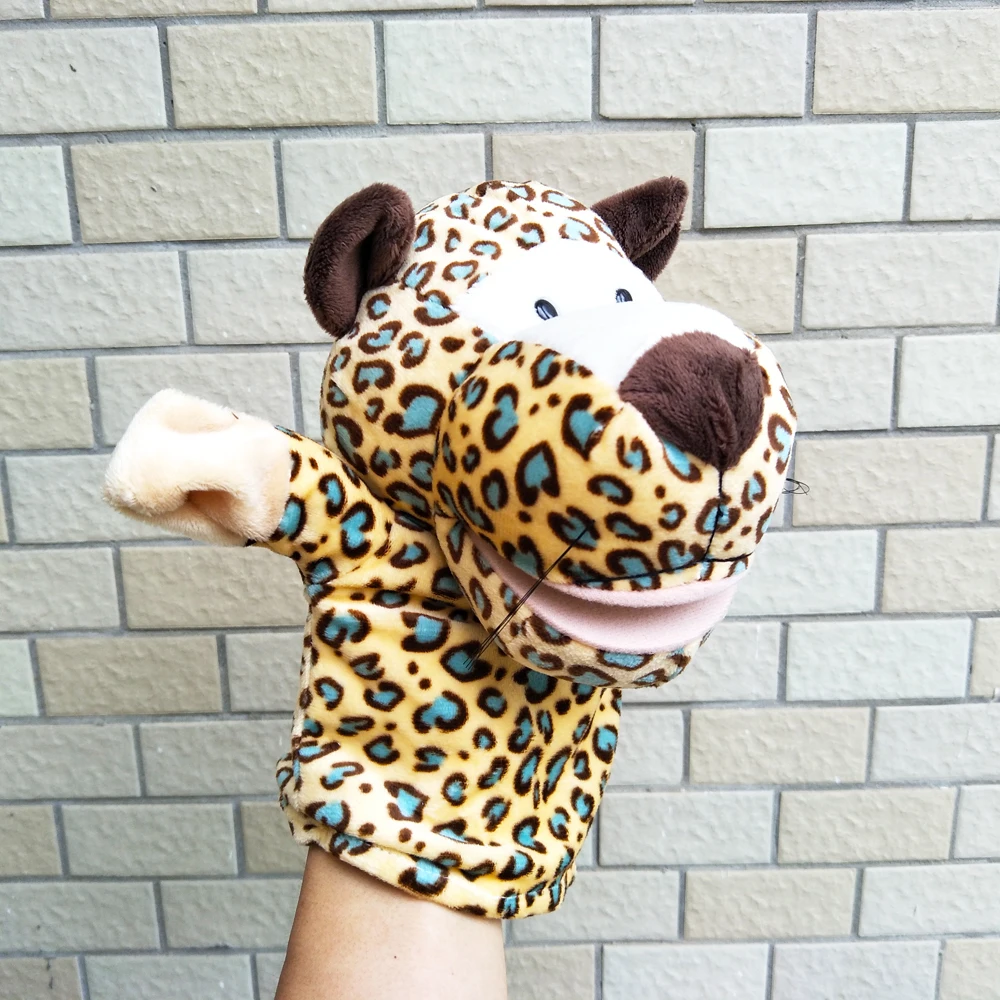 Weiches gefülltes Geschenk, gepunktetes Leoparden-Handpuppen-Plüschtier für Kinder