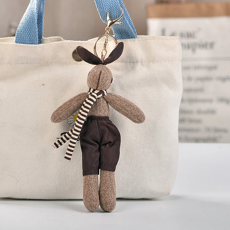Pendant Cartoon Key Holder Kids Cloth Korean Style Key Ring Bag Pendant Decoration Lady Rabbit Keychains Girls Car Accessories