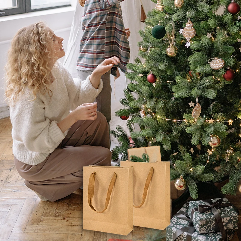 10/20 Stuks Kraftpapier Geschenktasje Verjaardagsfeestje Bruiloft Gunsten voor gast Baby Douche Kerst Snoep Cookie Geschenkverpakkingen Benodigdheden