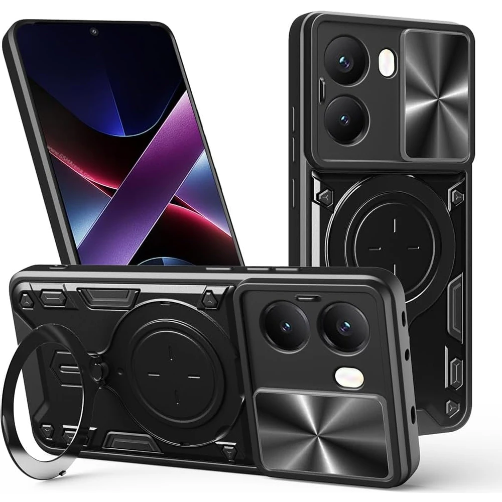 غطاء حماية لهاتف Xiaomi Poco X7 Pro 5G مع حامل حلقي وحامل عدسة حماية Fundas Coque Capa