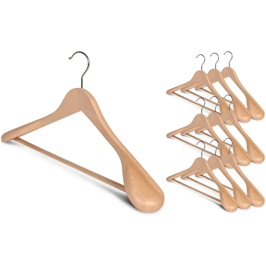 

Деревянные вешалки, 10 штук, с широкими плечиками, для пальто, рубашек, курток, брюк, костюмов, натуральный цвет дерева