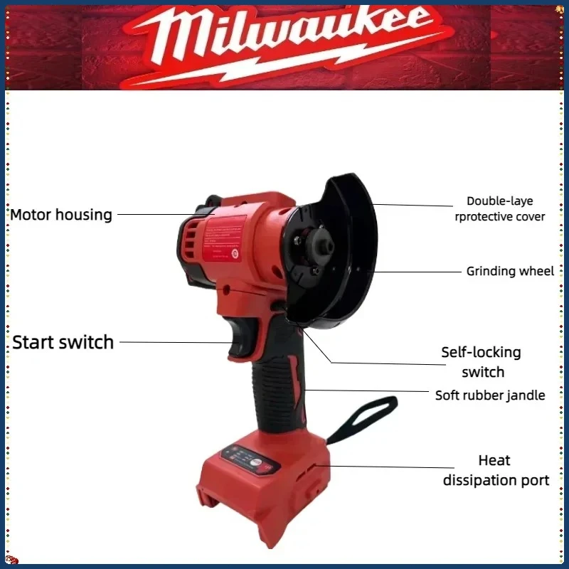 Milwaukee Cordless Grinding Polishing Machine Brushless Electric Diamond Cutting Grinder Power Tools 3 Inch Mini Angle Grinder