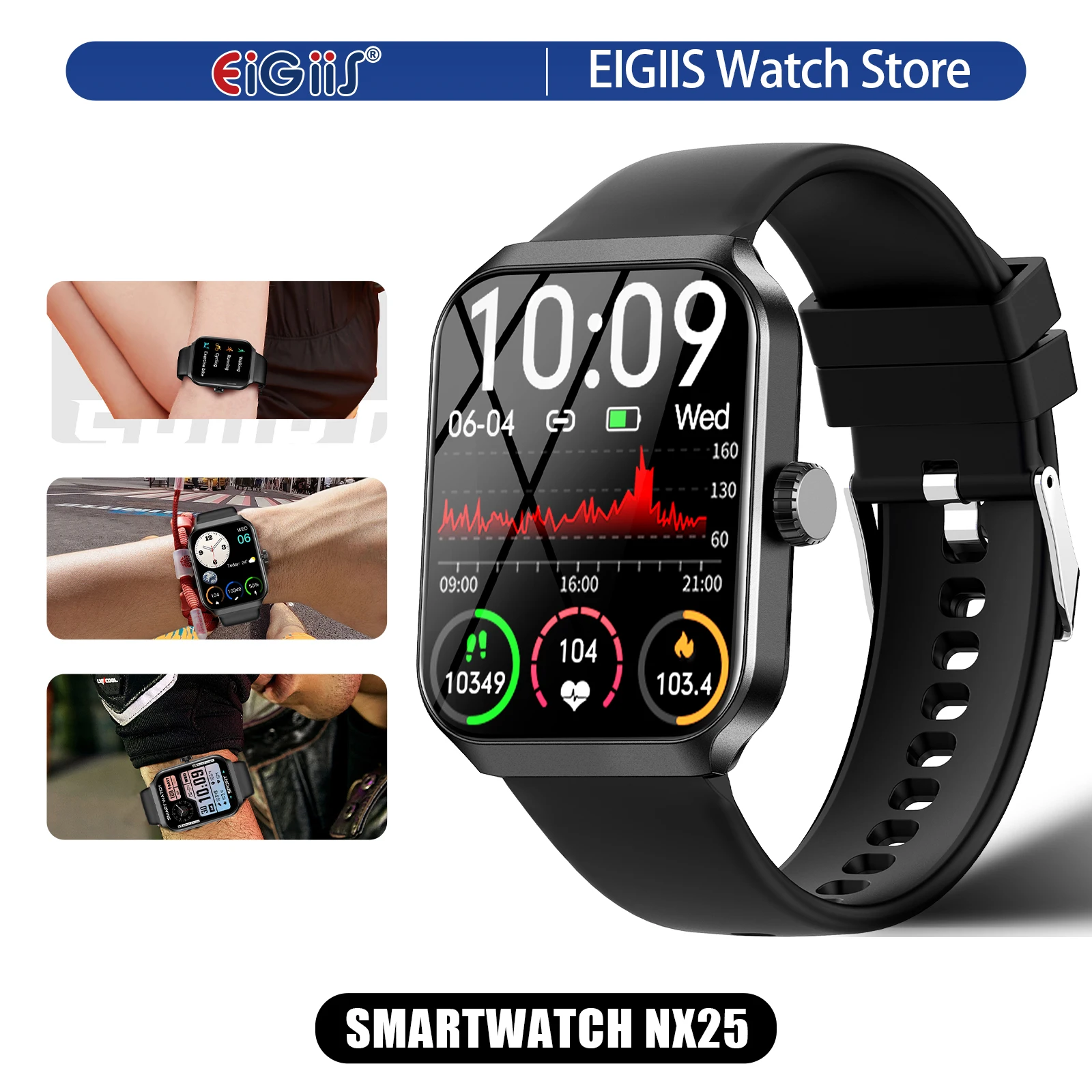 

EIGIIS Smart Watch for Men Women Fitness Activity Tracker 110+Sports IP68 Waterproof Heart Rate/Sleep Monitor/Pedometer/Calories