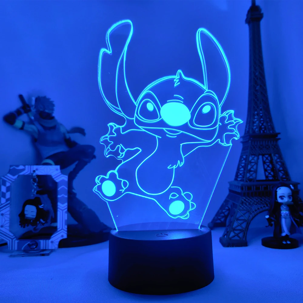 3D Night Light Stitch 7 colors Smart Touch Room Decor Lamp Birthday Valentine\'s Day Christmas Gifts