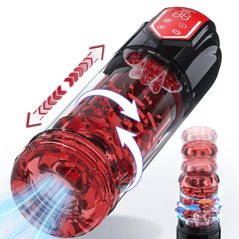 Retractable rotating masturbator cup, suction penis pump, pocket,  sex toys, anal piston automatic male masturbator