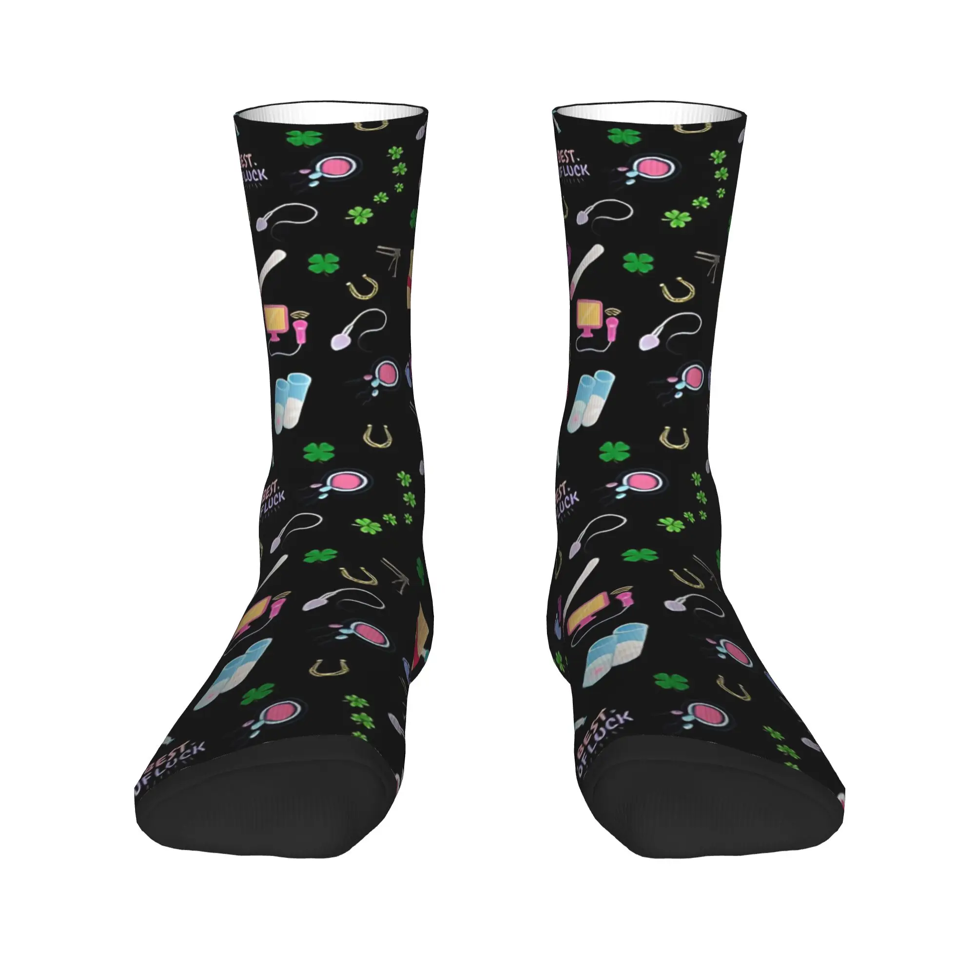 IUI Fertility Treatment Pattern Black  Socks Sperm Non-Slip Stockings Men Comfortable Running Socks Autumn Gothic Graphic Socks