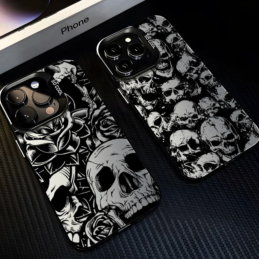 Black Art Skull Case for Samsung Galaxy S24 S23 S22 S21 S20 Note20 Ultra Plus FE M31 4G 5G Matte Shockproof Back Cover