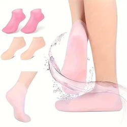 1 Pair Silicone Gel Moisturizing Foot Socks for Dry, Cracked Feet - Soothing Massage Pedicure Care Tool