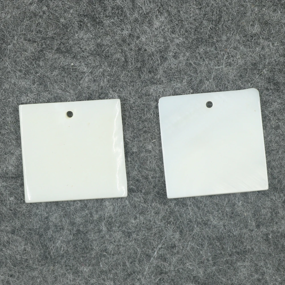 2 PCS 20mm 25mm Natural White Rectangle Shell Mother of Pearl Crafts Pendant loose Beads