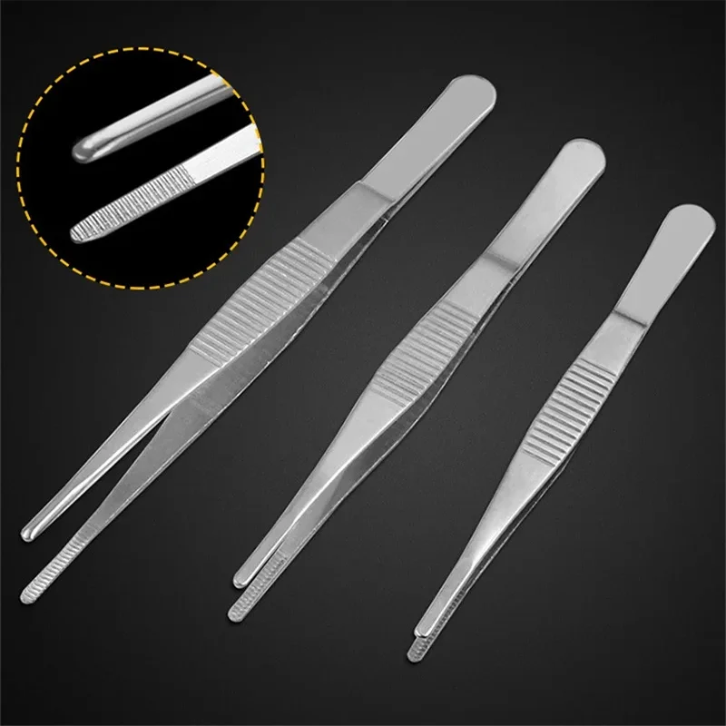 1pc Dental Stainless Steel Anti-iodine Medical Tweezers Long Straight Forceps 14/16/18cm Straight Head Thicken DIY Tweezer Tools