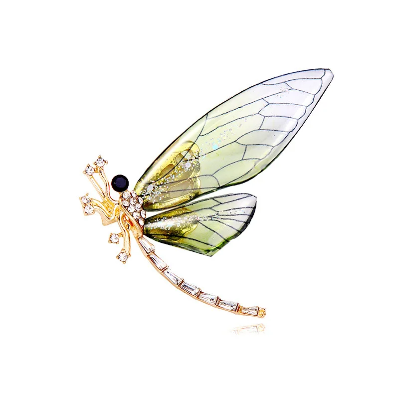 Dragonfly Brooches for Female Acrylic Crystal Coat Brooch Female Fashion Creative Clothing Pin Insect Jewelry Gift