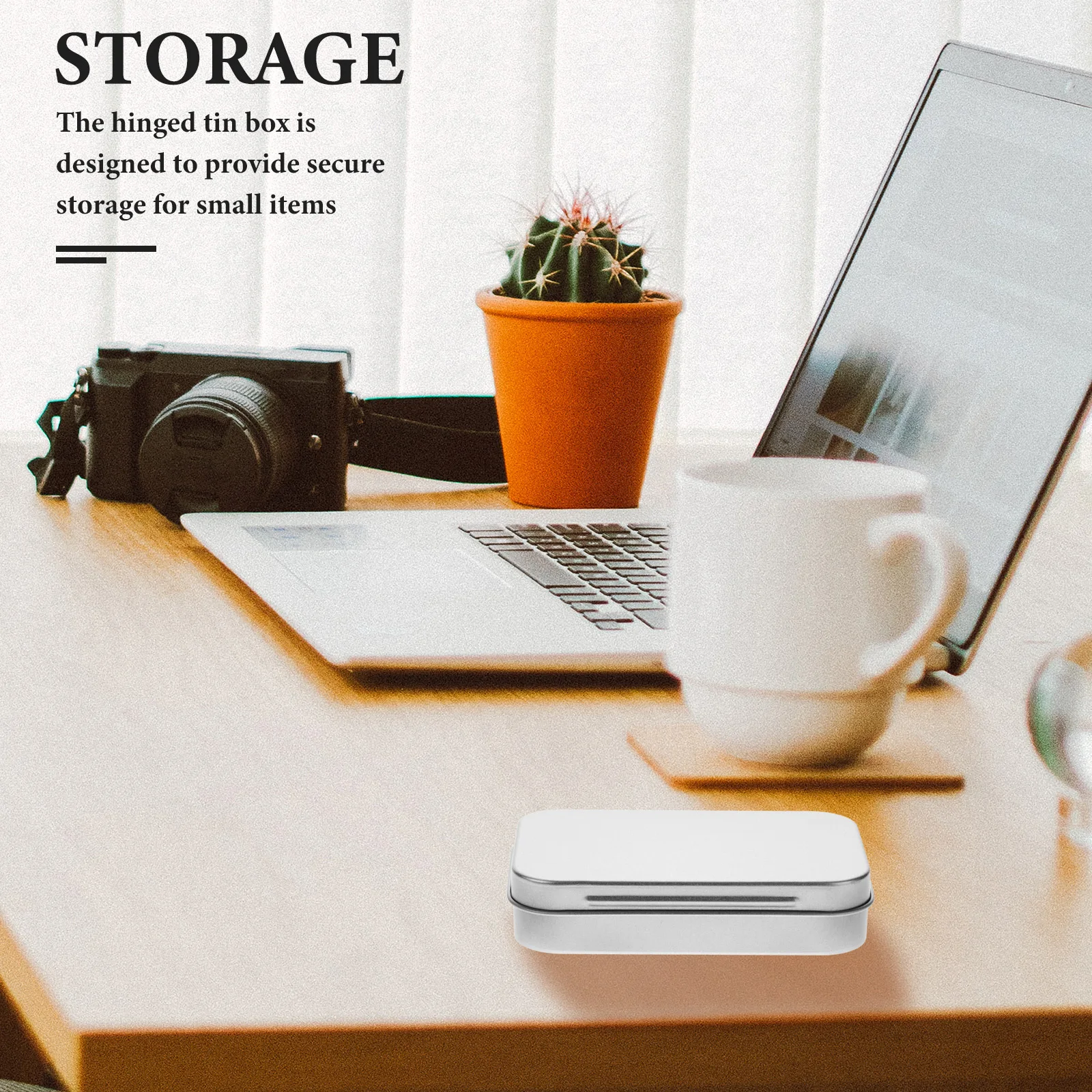

Rectangular Tin Box Metal Storage Container Hinged Lid Small Organizer For Office Supplies Candy Mint Pills Empty Metal Tins