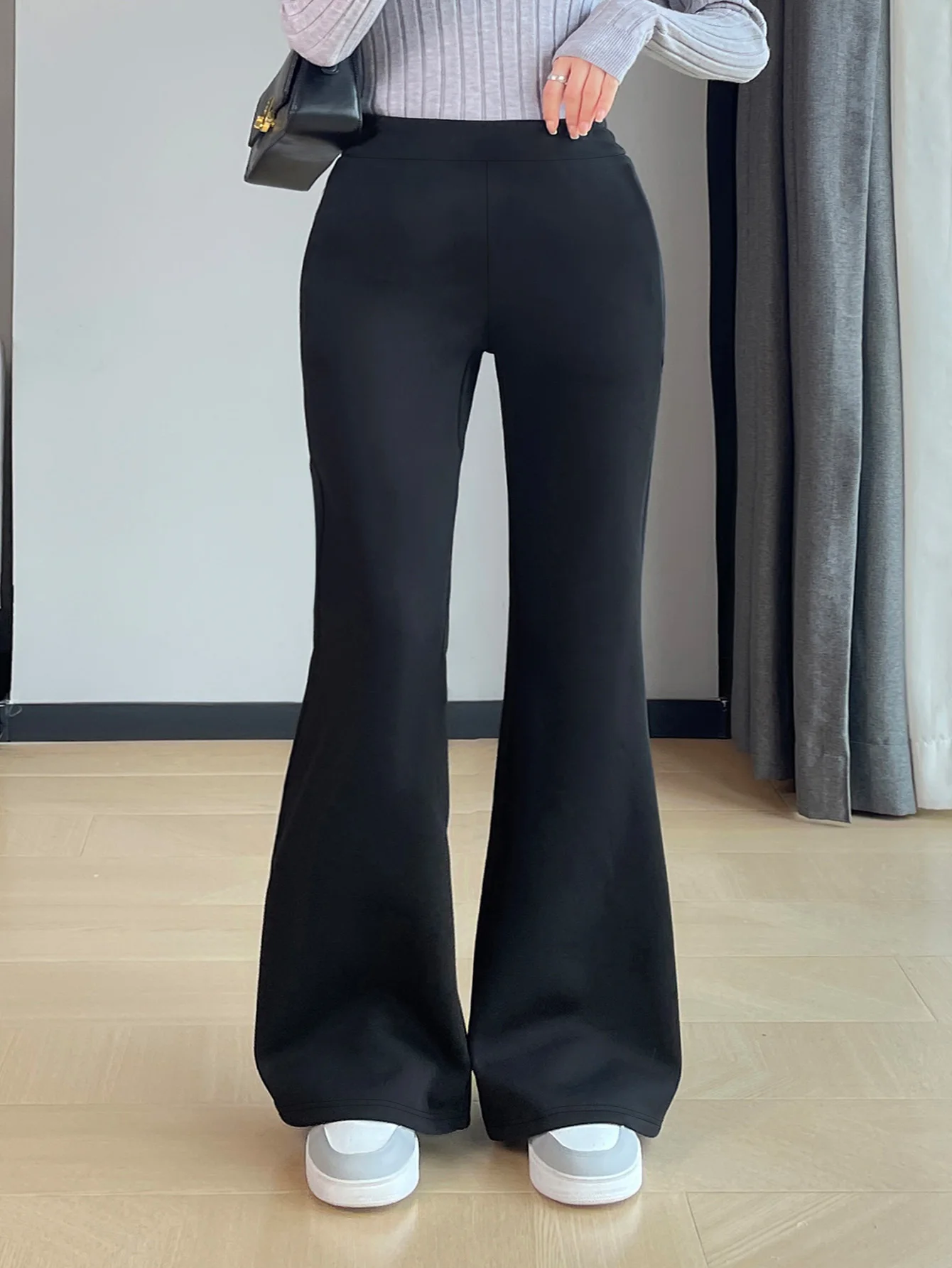 

2024, новые летние женские модные однотонные узкие брюки из трикотажной ткани больших размеров с высокой эластичностью