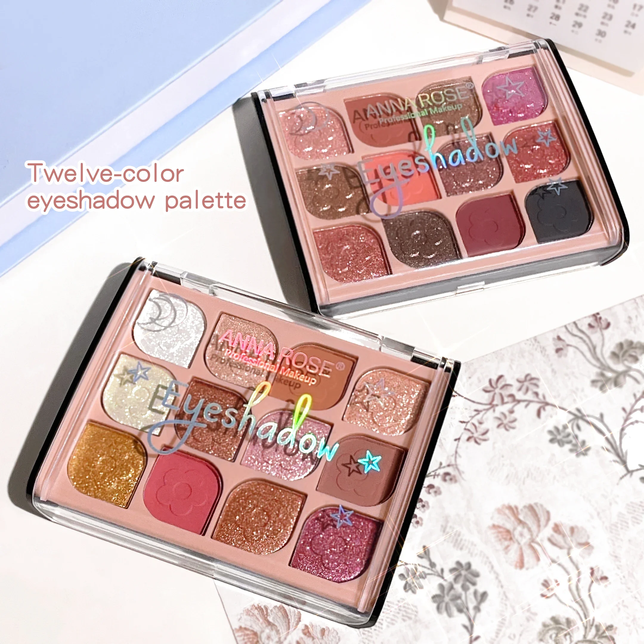 12-Color Eyeshadow Disc, Pearl Blush, High-gloss Grooming Aegyo Sal Integrated Eyeshadow Disc, Eyeshadow Makeup Disc.