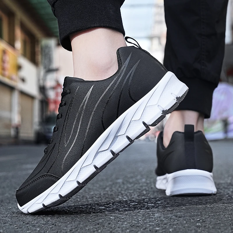 Big Size 48 Lace-up Sneakers Men New Men Shoes Autumn Low-cut Thick-soled Casual Sneakers Black Lightweight Men's Walking Shoes