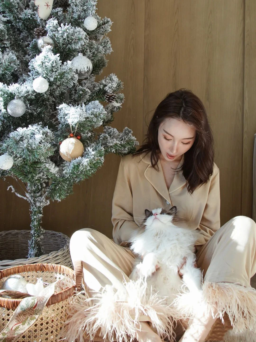 

Elegant Long Sleeve Bird Feather Sleepwear Women's Spring Autumn Cotton Silk Feel Thin Outerwear Home Clothes for Ladies