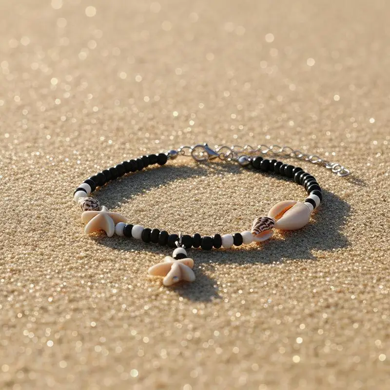 1Pcs Colorful Rice Beads Handmade Braided Rope Bracelet Bohemia Shell Anklet For Women Beach Barefoot Sandal Leg Chain Jewelry