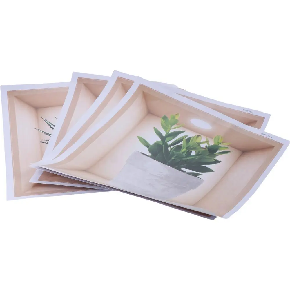 4 قطعة المطبخ الحمام الديكور 11.8X11.8 "3D النبات ملصقات جدار الإبداعية النباتات الخضراء الجدار ملصق للإزالة غرفة الفن المنزل