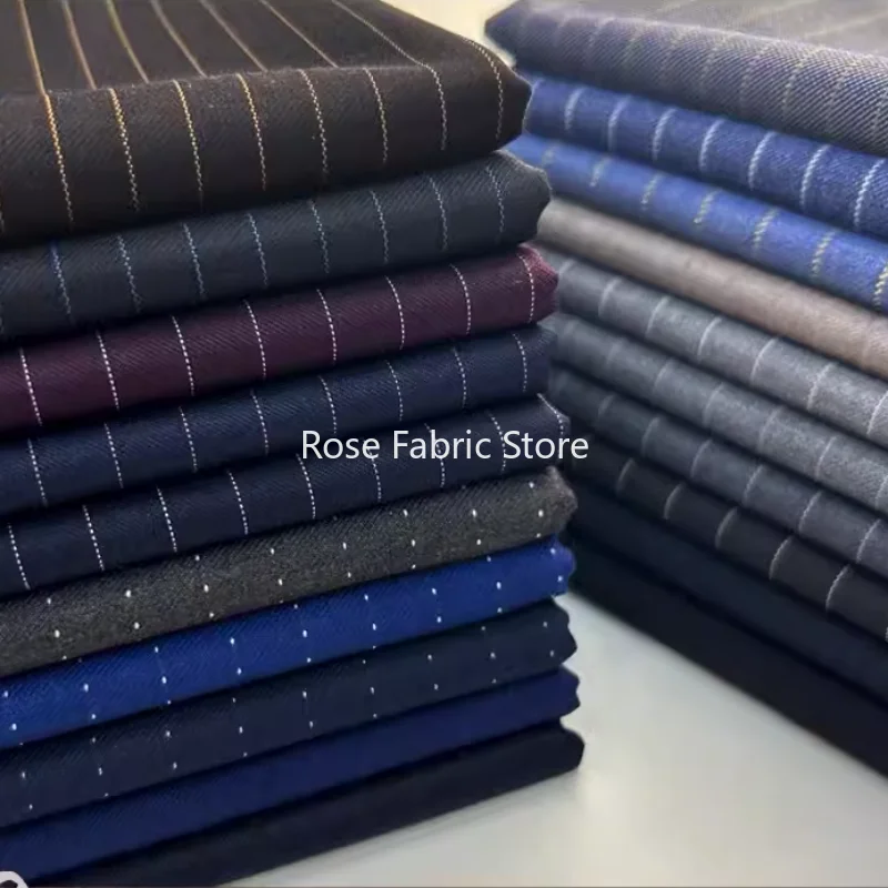 1 Meter Plaid Striped Fabric For Mens Suits Blazer Pants DIY Sewing Handcrafts Soft Smooth High End Serge Fabrics
